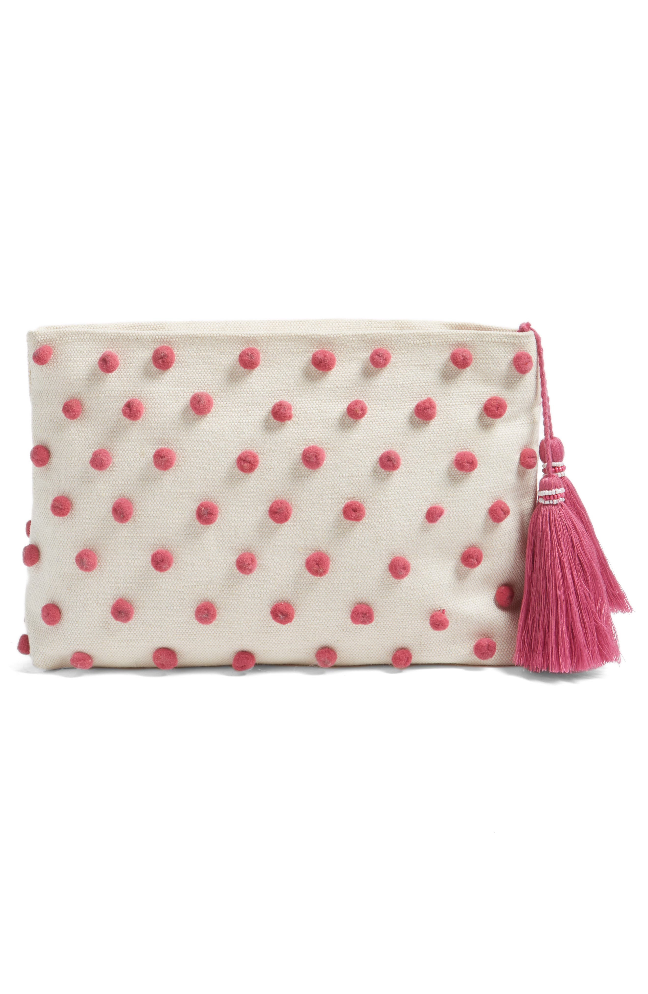 Ava Pompom Pouchette, Alternate, color, PINK