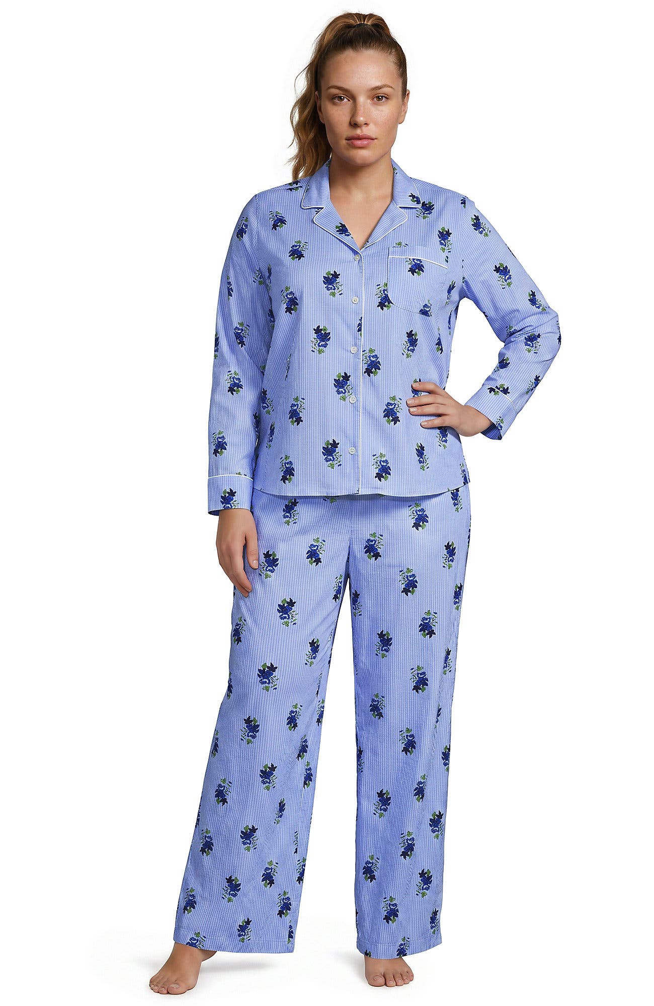 Cobalt Floral/Blue Stripe