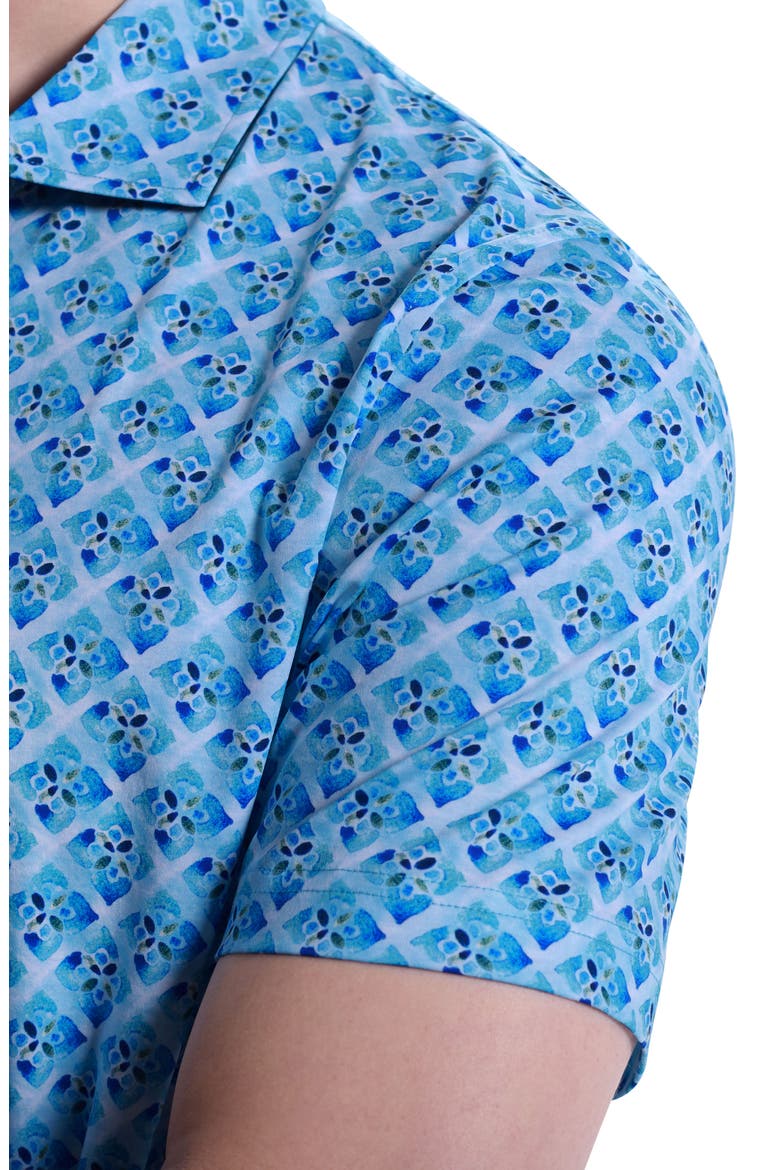 Hendrix Digital Floral Tile Print Pima Cotton Polo, Alternate, color, ICE
