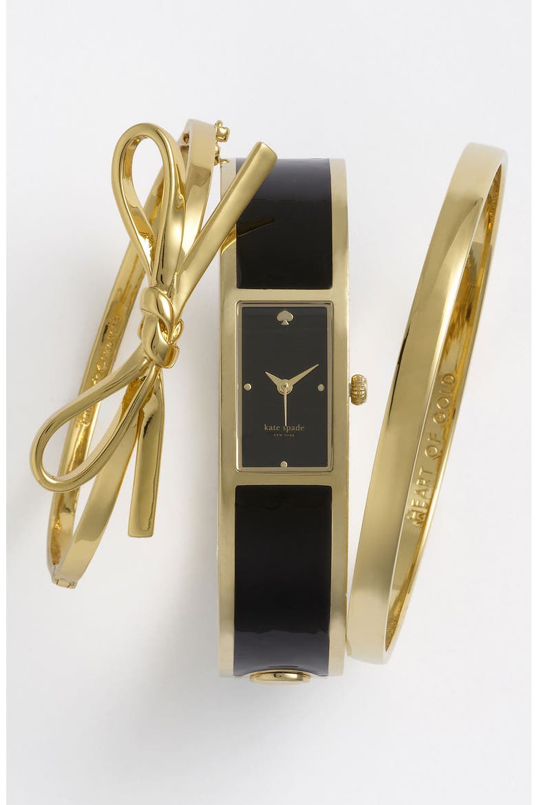 'carousel' bangle watch, 15mm x 16mm, Alternate, color, GOLD/ BLACK