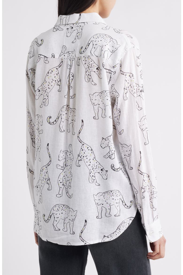 Charli Linen Blend Button-Up Shirt, Alternate, color, BELIZE JAGUAR