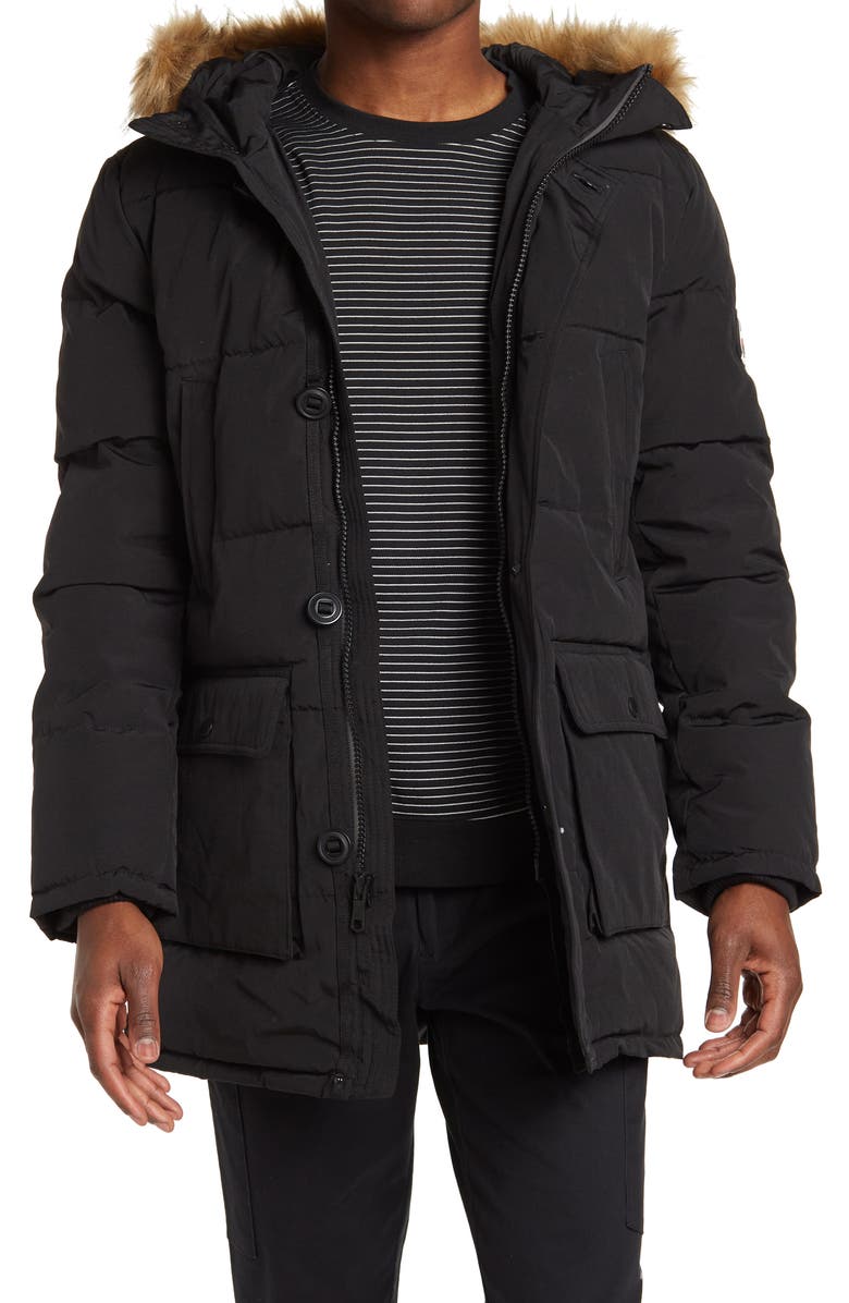 Tommy Hilfiger Faux Fur Trim Hooded Puffer Jacket, Main, color,