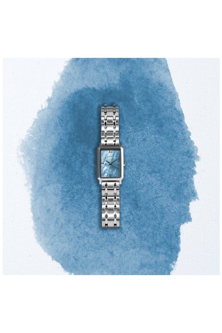 Ava Leather Strap Watch, 20mm x 14mm, Alternate, color, SILVER/ PEARL