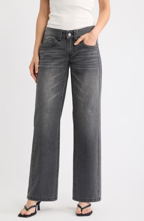 Forward Seam Low Rise Relaxed Straight Jeans