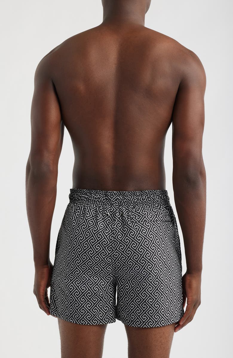 Bugatchi Cruz Print Swim Trunks, Alternate, color, Black