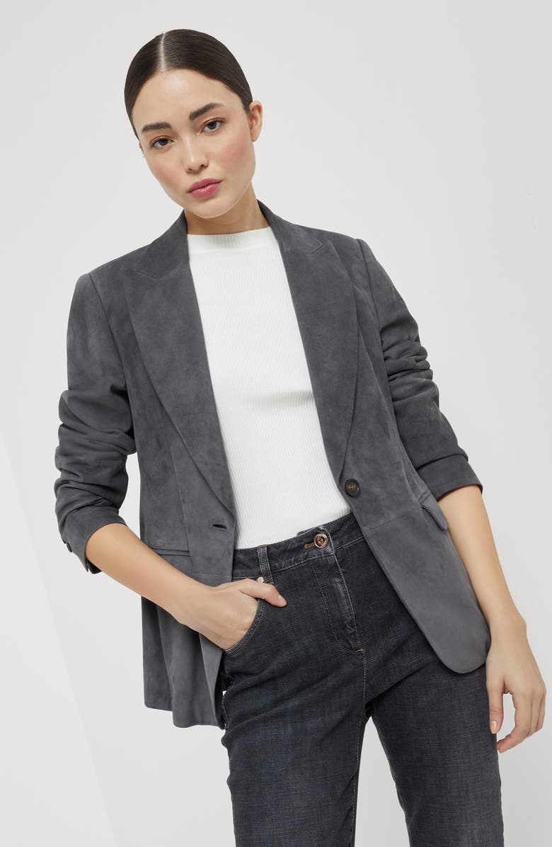 Brunello Cucinelli Suede blazer, Alternate, color, 