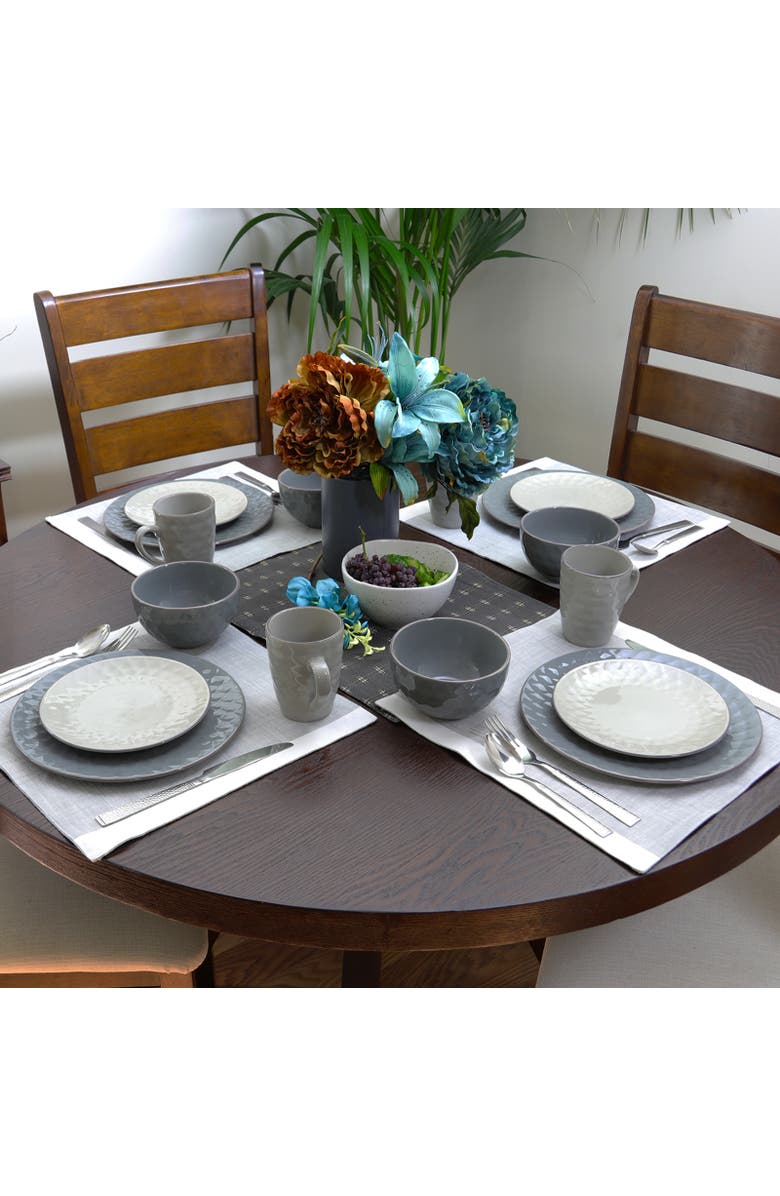 Elama Tahitian Pearl 16 Piece Stoneware Dinnerware Set, Alternate, color, White