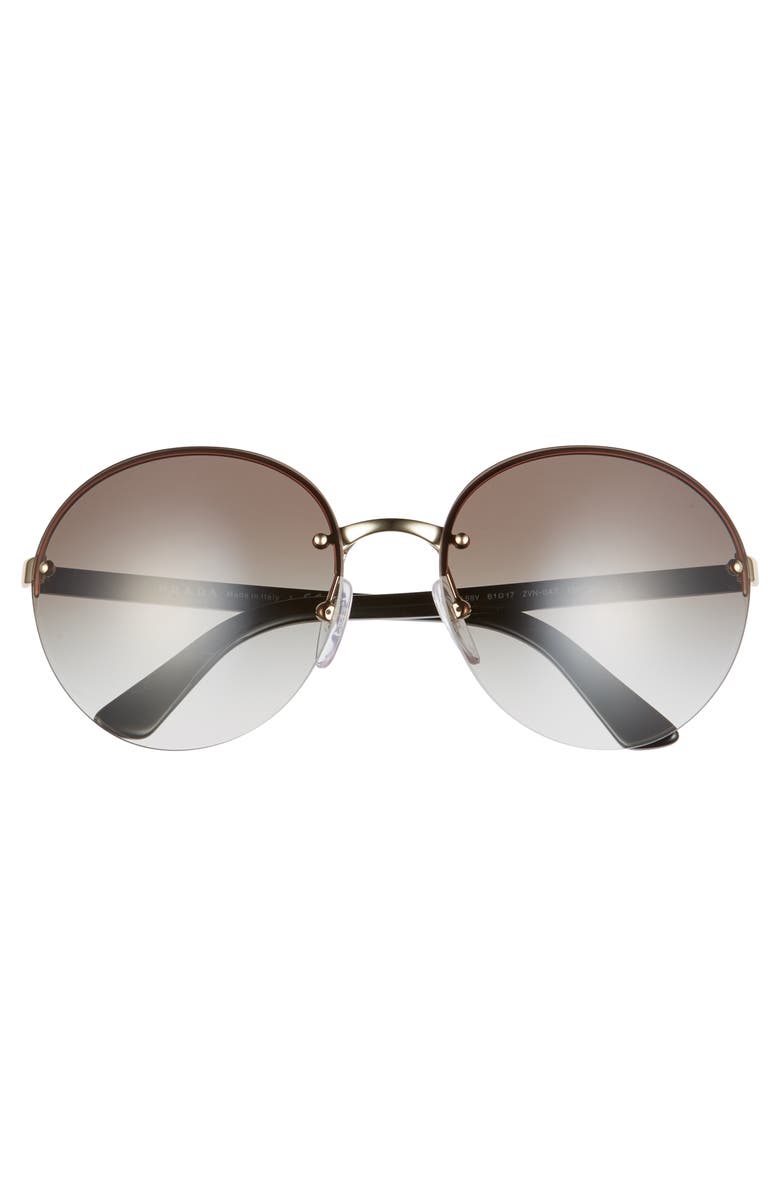 Prada 61mm Rimless Round Sunglasses, Alternate, color, 
