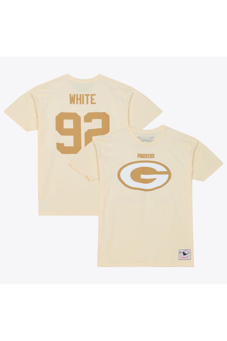 Men's Mitchell & Ness Reggie White Cream Green Bay Packers Sandman Name & Number T-Shirt, Main, color, Cream