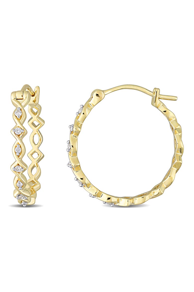 Diamond Hoop Earrings - 0.1ct., Main, color, WHITE