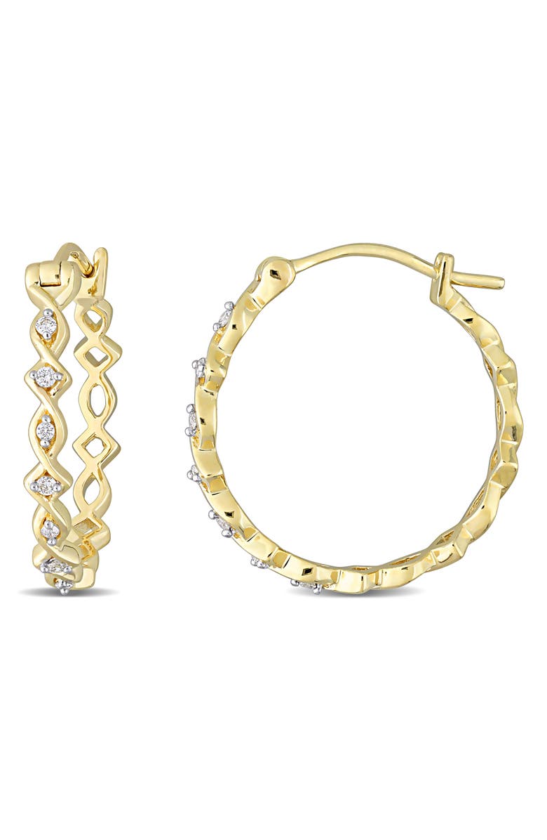 DELMAR Diamond Hoop Earrings - 0.1ct., Main, color, White