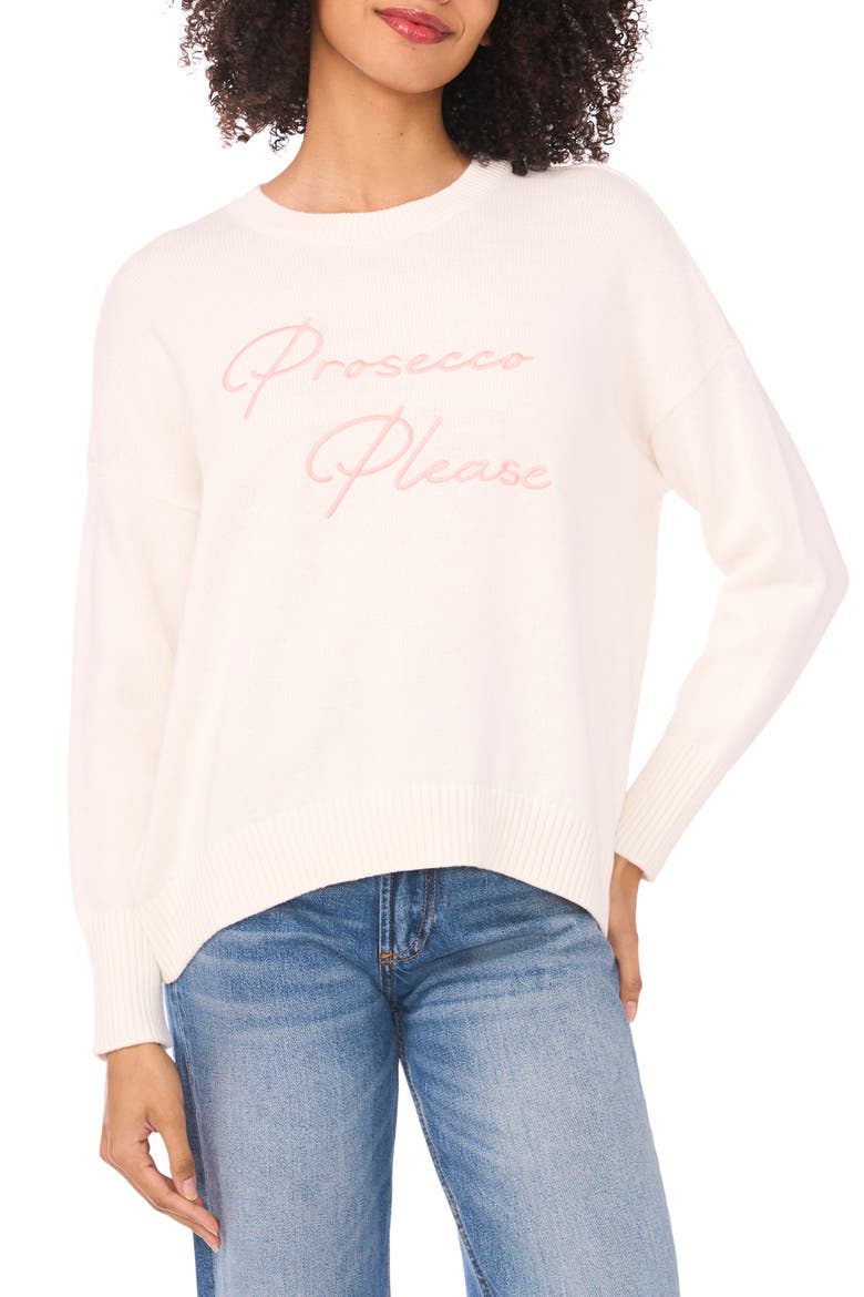 Prosecco Please Cotton Sweater, Main, color, ANTIQUE WHITE