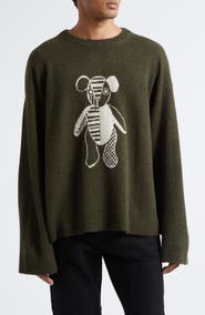 The Elder Statesman Teddy Intarsia Oversize Cashmere Sweater