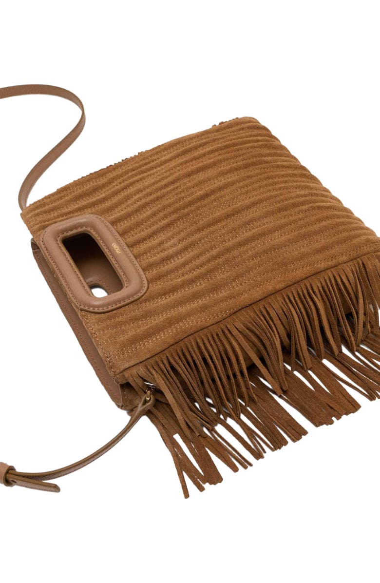 maje Quilted suede M bag, Alternate, color, Camel