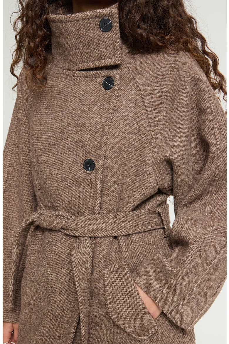 Gaziva Tie Waist Coat, Alternate, color, CHOCOLATE BROWN MELANGE