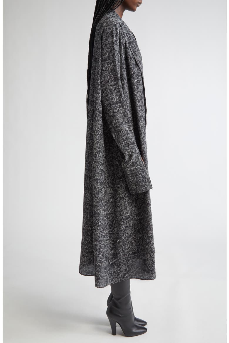 Smudge Glen Plaid Silk Crêpe de Chine Scarf Shirtdress, Alternate, color, PEWTER MULTI