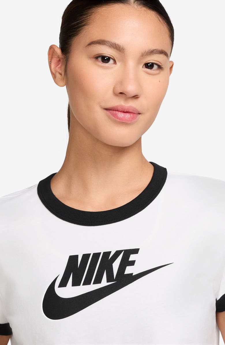 Nike Sportswear Ringer Logo Graphic T-Shirt, Alternate, color, White/ Black