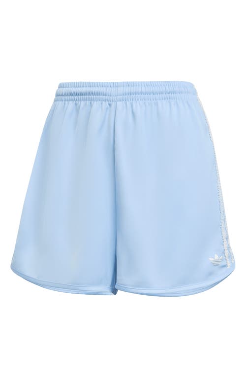 Adidas Originals Adidas Ruffle 3-stripes Satin Shorts In Blue