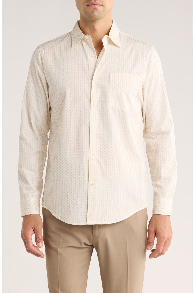 Diamond Print Cotton Button-Up Shirt, Main, color, WHITE GARDENIA DIAMOND GEO