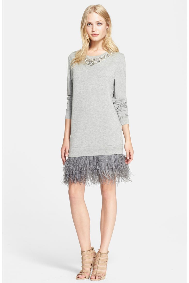 French Terry Sweatshirt Dress, Alternate, color, LIGHT HEATHER GREY