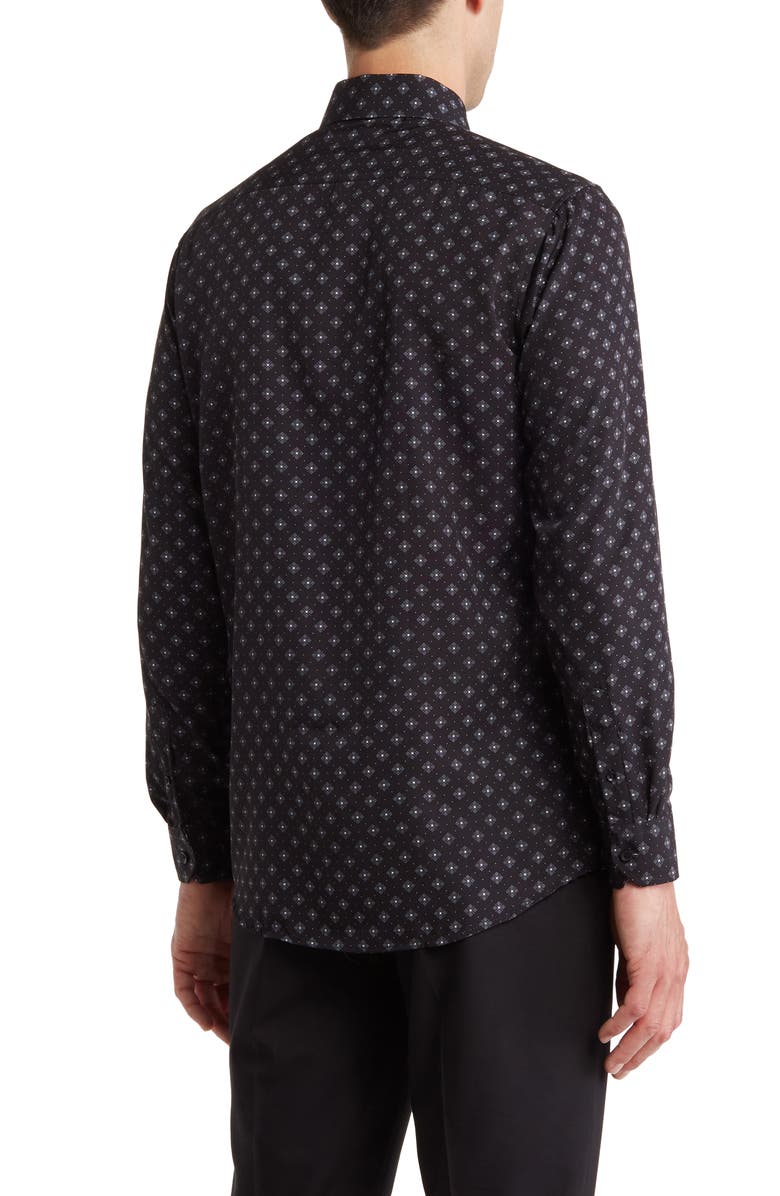 Azaro Uomo Slim Fit Wrinkle Resistant Performance Stretch Button-Up Shirt, Alternate, color, Black