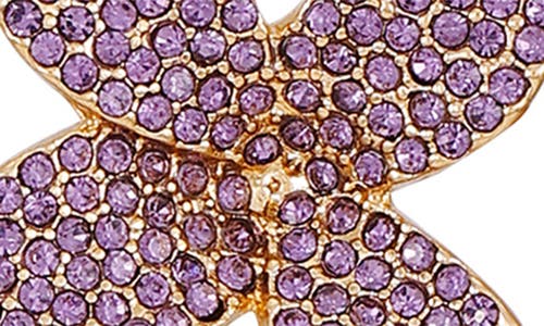 Guess Crystal Flower Linear Drop Earrings In Gold