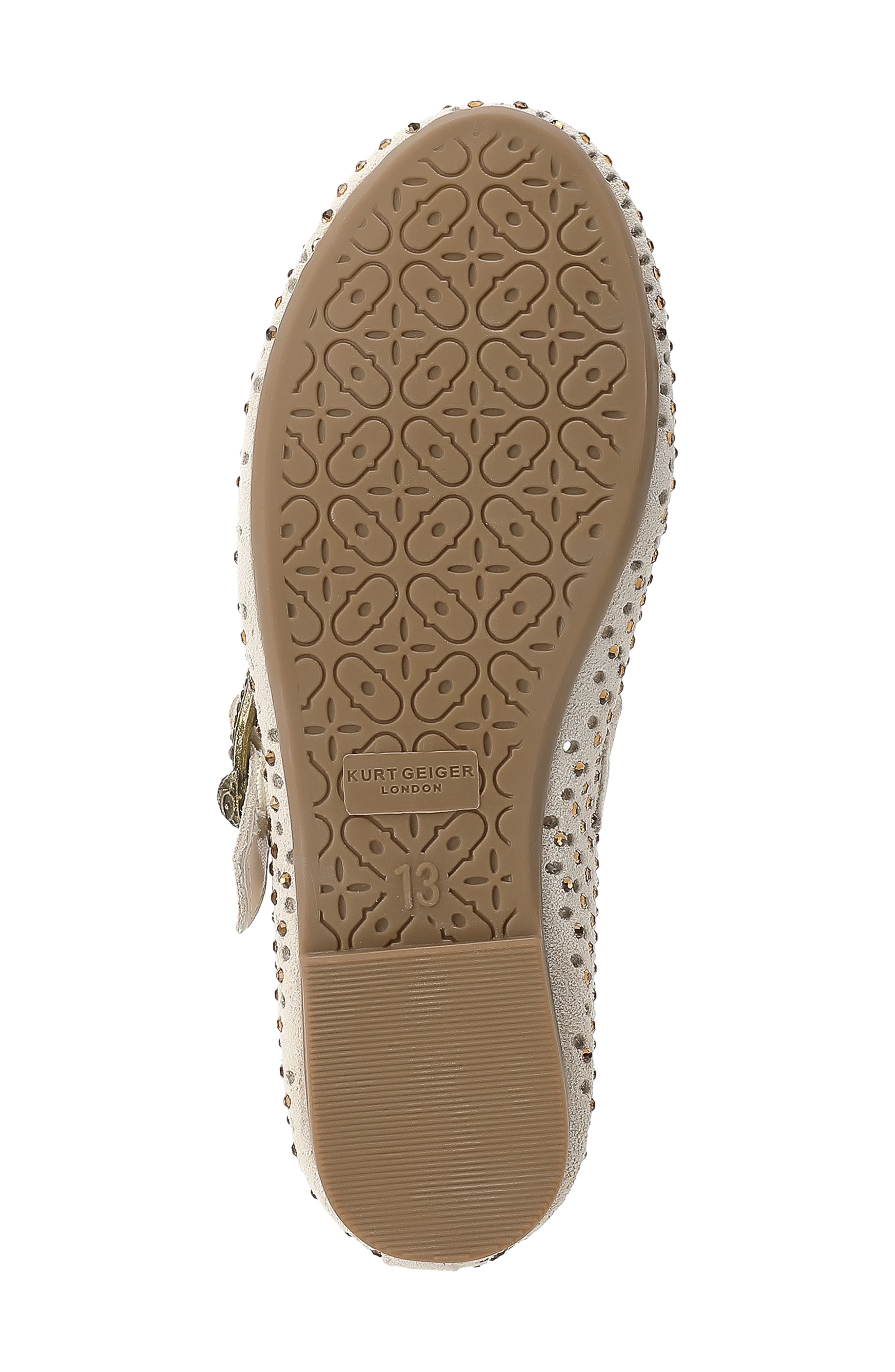 Kurt Geiger London Kids' Mini Mayfair Crystal Embellished Mary Jane Ballet Flat, Alternate, color, Bone