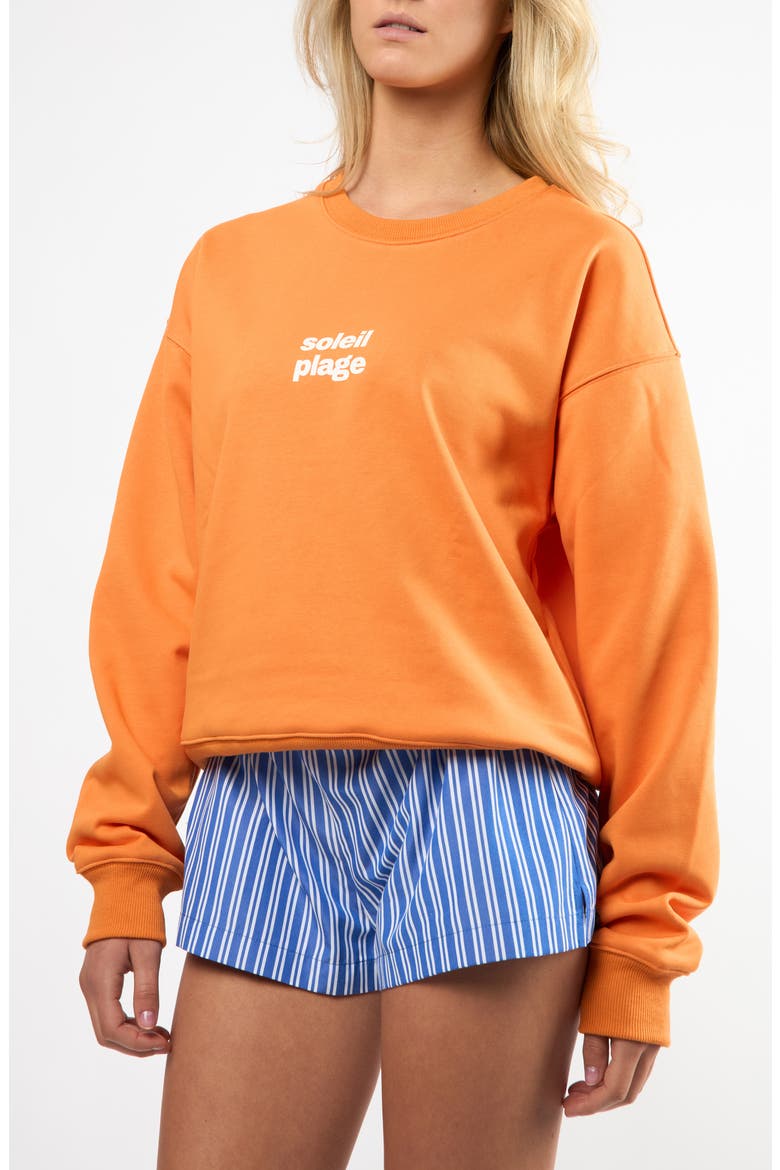 The Soleil Plage Cotton Graphic Sweatshirt, Alternate, color, ORANGE
