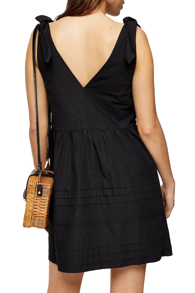 Pintuck Sleeveless Button Minidress, Alternate, color, BLACK