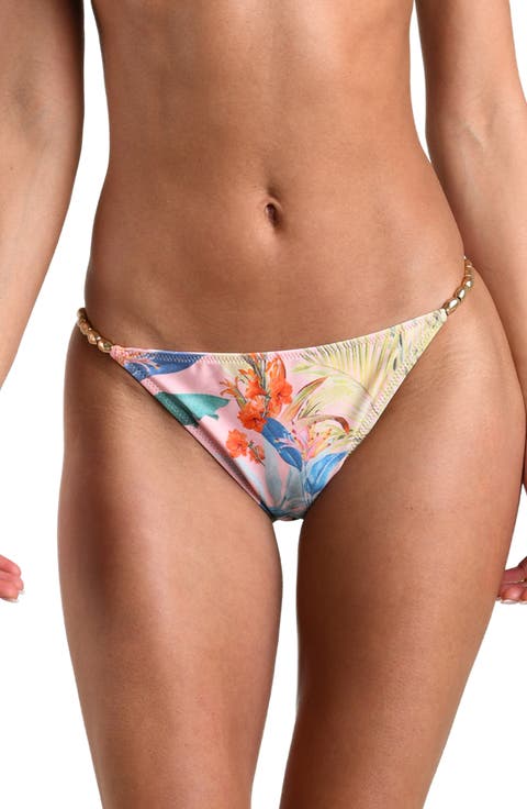 Colorful Palm Violet Beaded Bikini Bottoms