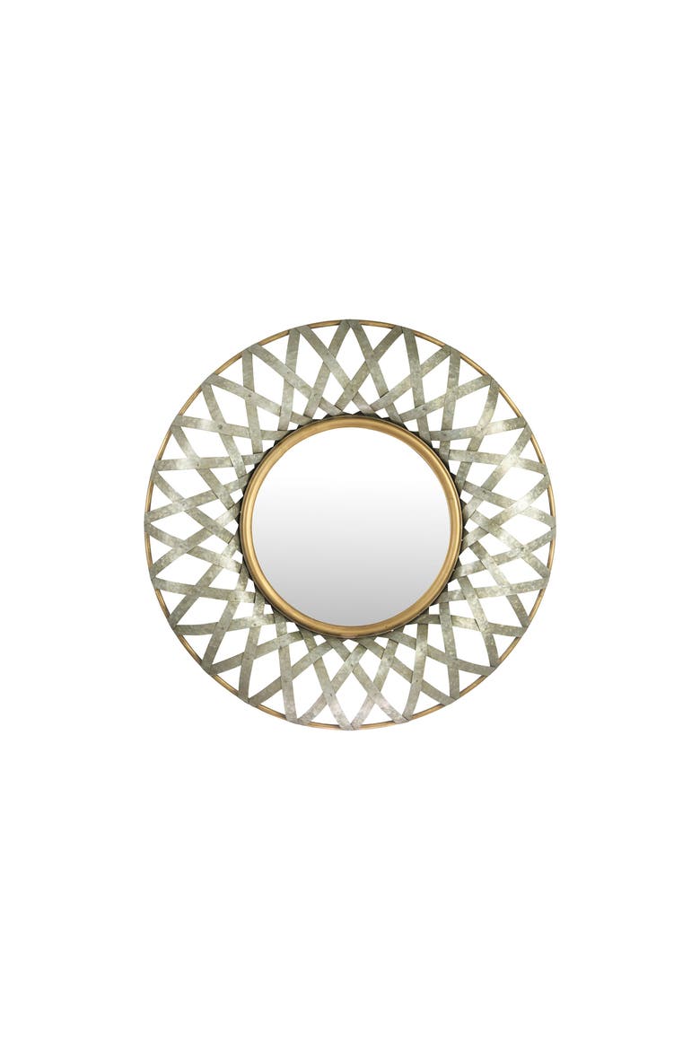 Round 2-Tone Metal Framed Wall Mirror, Silver and Gold, Main, color, Gold