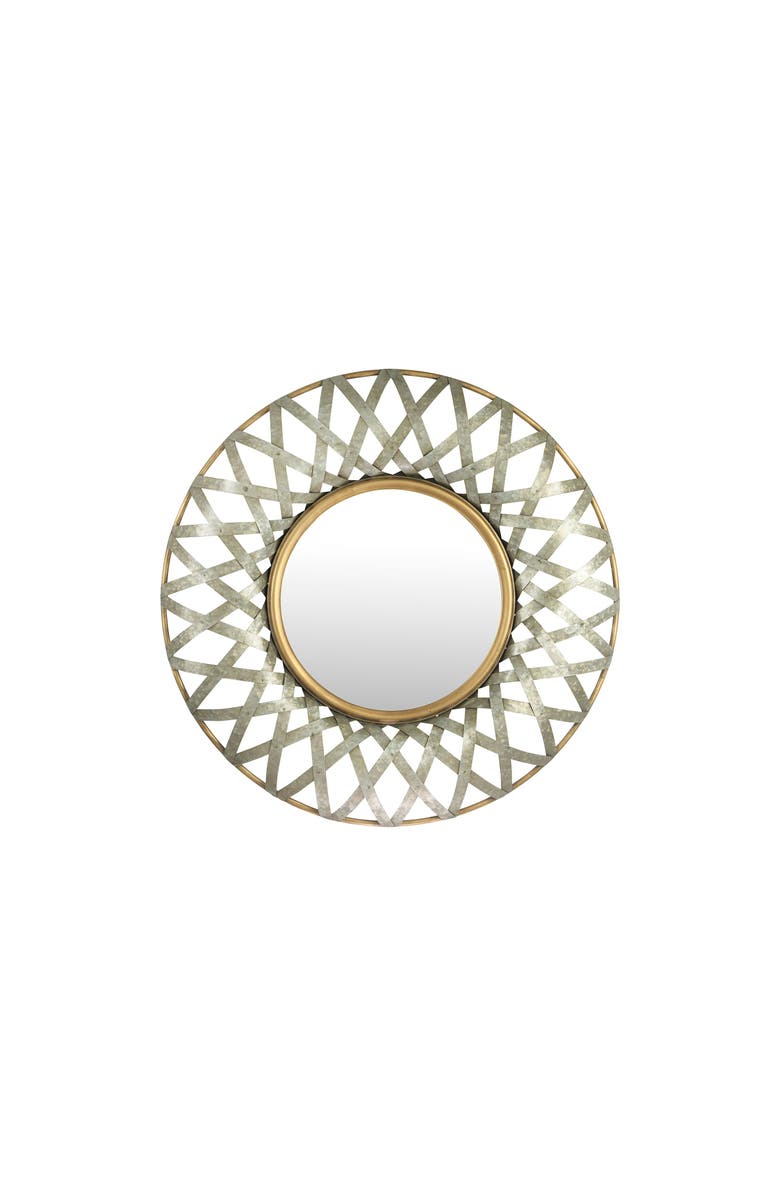 Storied Home Round 2 Tone Metal Framed Wall Mirror, Silver and Gold, Main, color, Gold