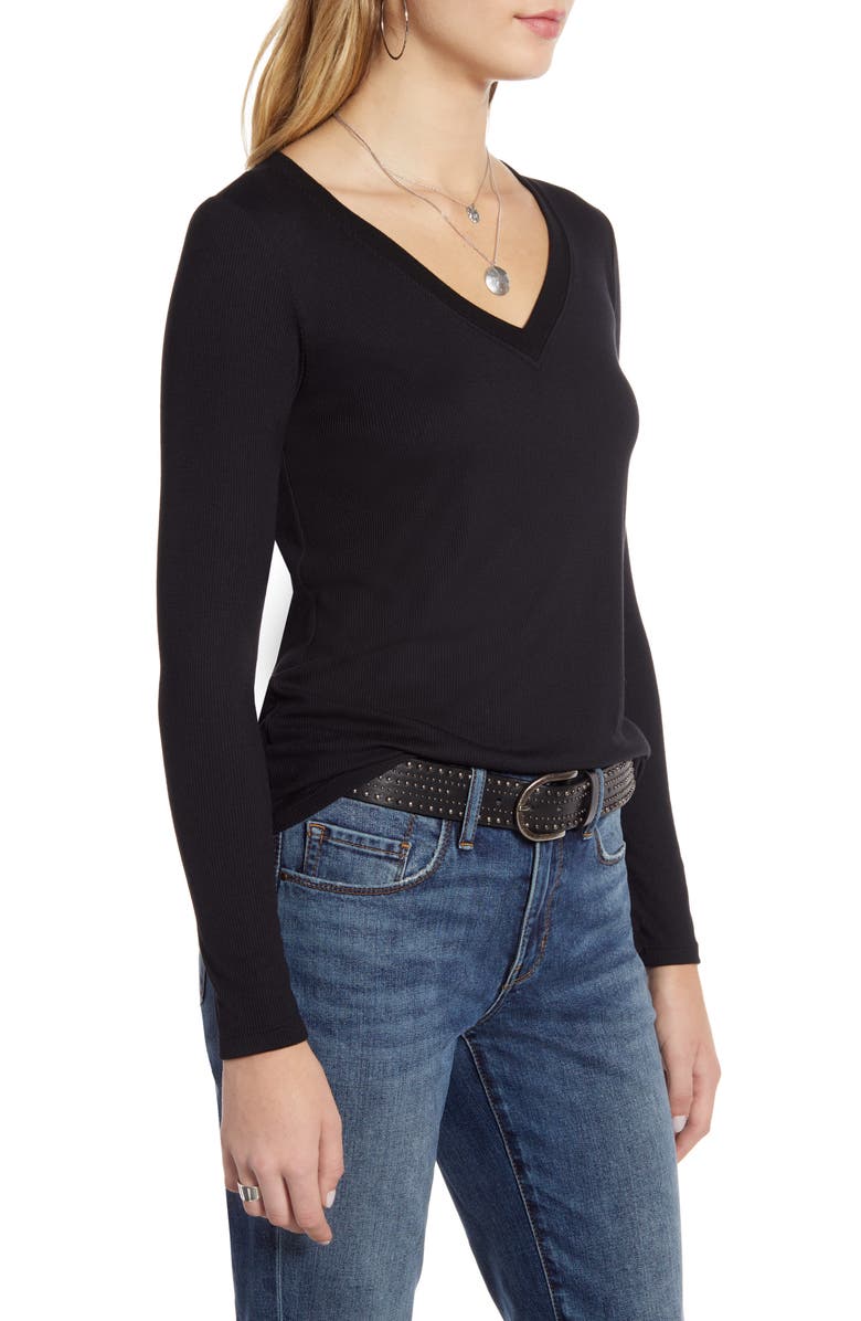 Treasure & Bond Ribbed V-Neck Top, Alternate, color,