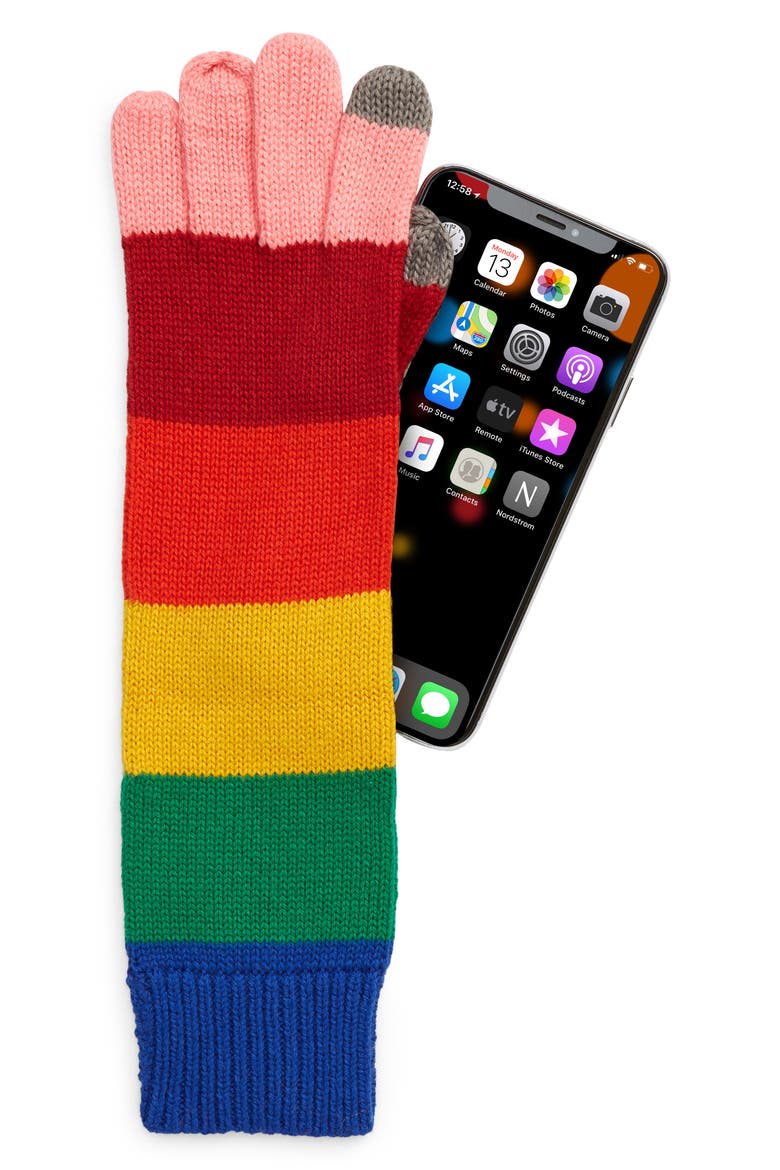 Rainbow Tech Gloves, Alternate, color, RED MULTI