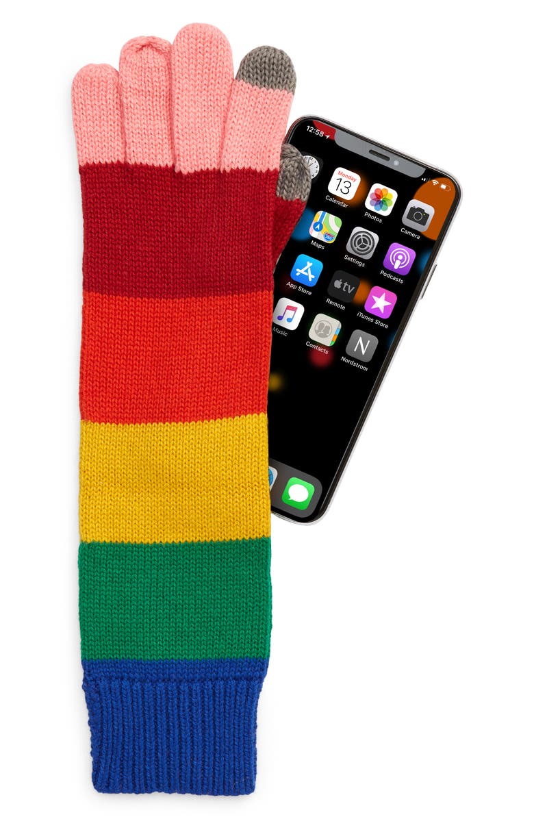 Kurt Geiger London Rainbow Tech Gloves, Alternate, color, 
