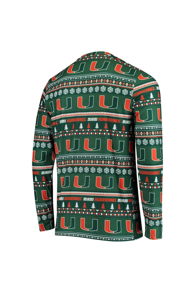 Men's Concepts Sport Green Miami Hurricanes Ugly Sweater Knit Long Sleeve Top and Pant Set, Alternate, color, Green