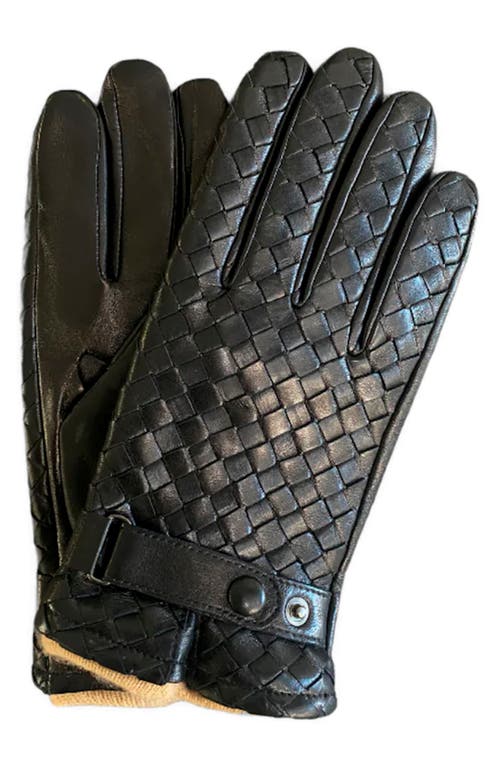 Paula Rowan Hamilton 2 Cashmere Lined Woven Leather Gloves In Black