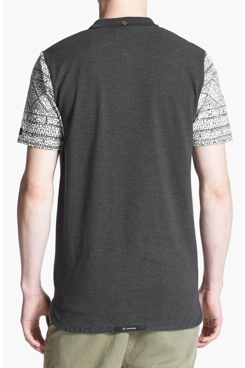 'Vinny' Print Sleeve Polo, Alternate, color, BLACK