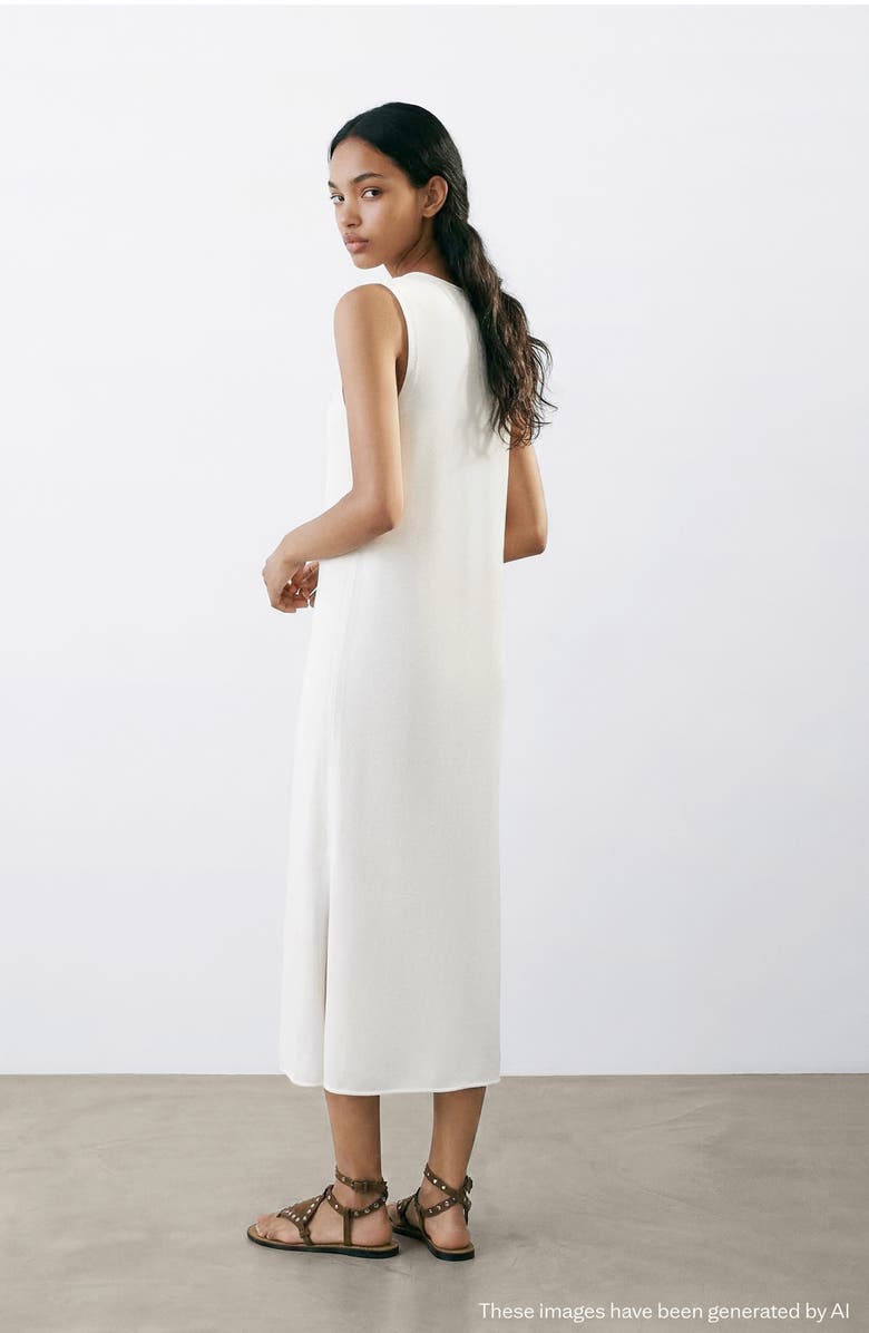MANGO TEEN <p>Sleeveless Cotton Blend Longline Cardigan</p>, Alternate, color, Ecru