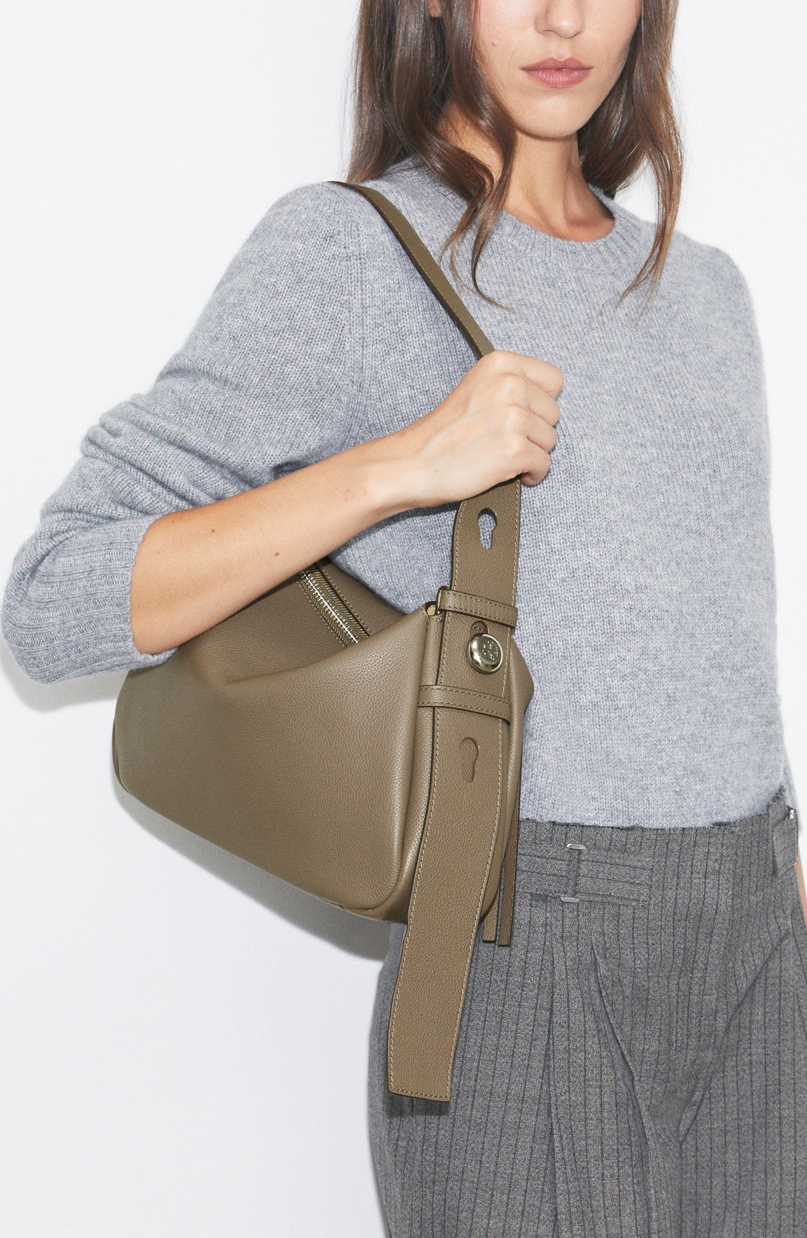 Romy Leather Shoulder Bag, Alternate, color, WILD MUSHROOM