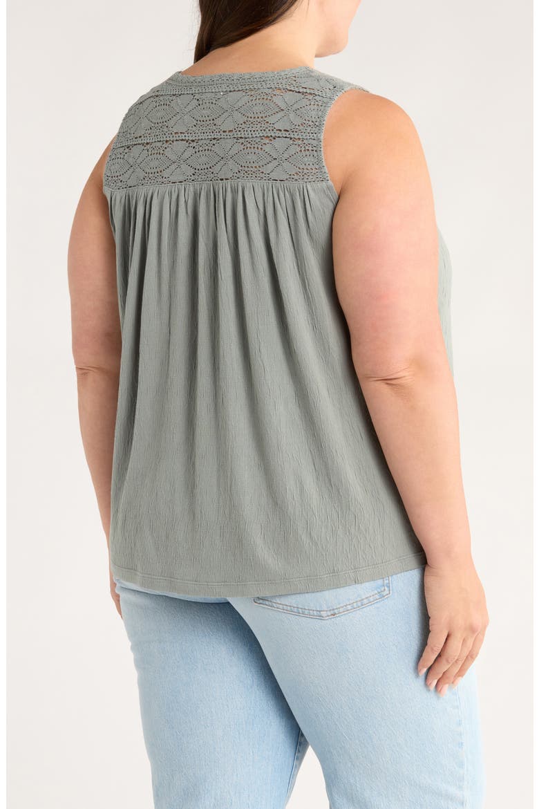 Lace Trim Sleeveless Top, Alternate, color, GREEN BAY