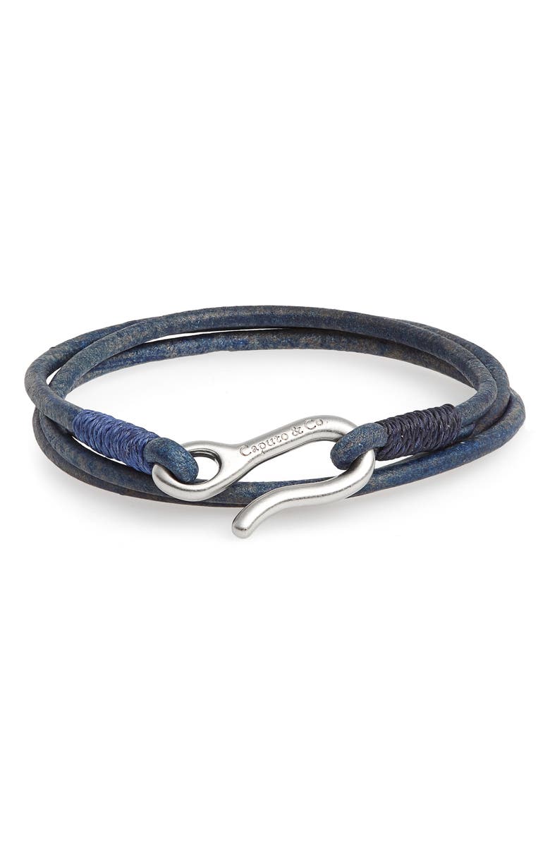 Caputo & Co. Leather Wrap Bracelet, Main, color,