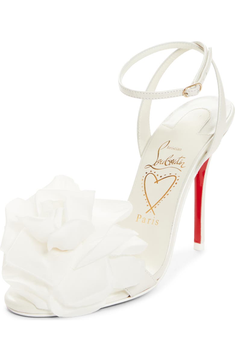 Christian Louboutin Miss Z Flora Ankle Strap Sandal, Main, color, Bianco/ Ivoire/ Lin Snow