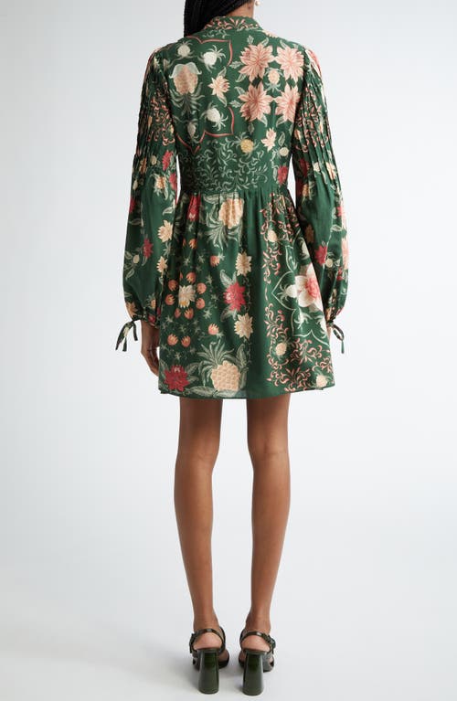 FARM RIO FARM RIO PINEAPPLE GARDEN LONG SLEEVE BUTTON FRONT MINIDRESS