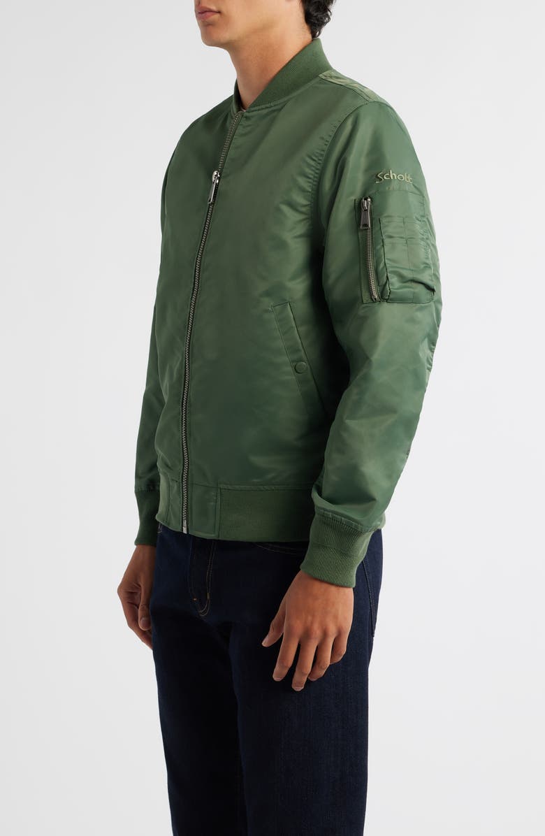 Schott NYC MA-1 Satin Flight Jacket, Alternate, color, Sage