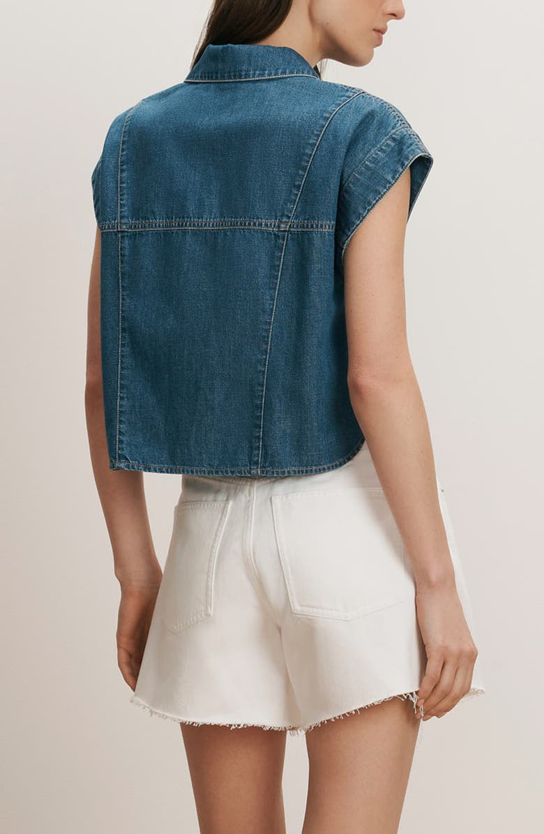 Veronica Beard Nestor Denim Button-Up Shirt, Alternate, color, Pool Party