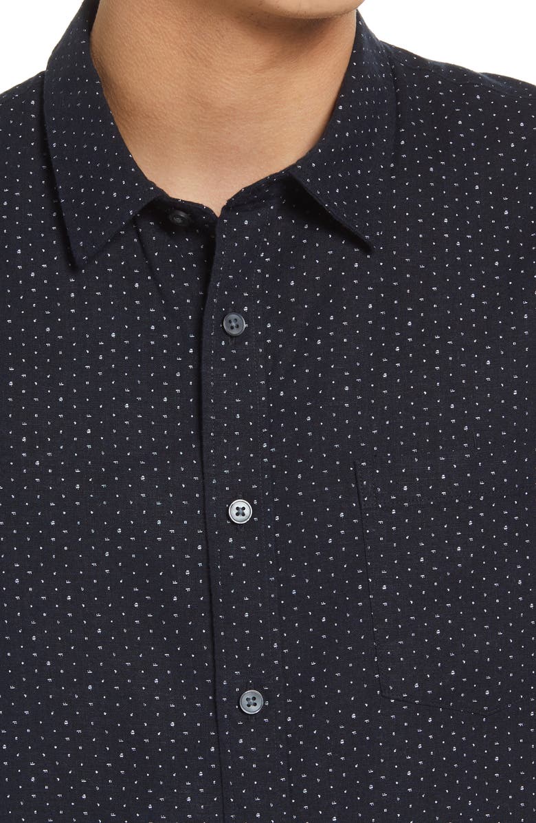 Vince Galaxy Print Classic Fit Short Sleeve Linen Blend Button-Up Shirt, Alternate, color, 