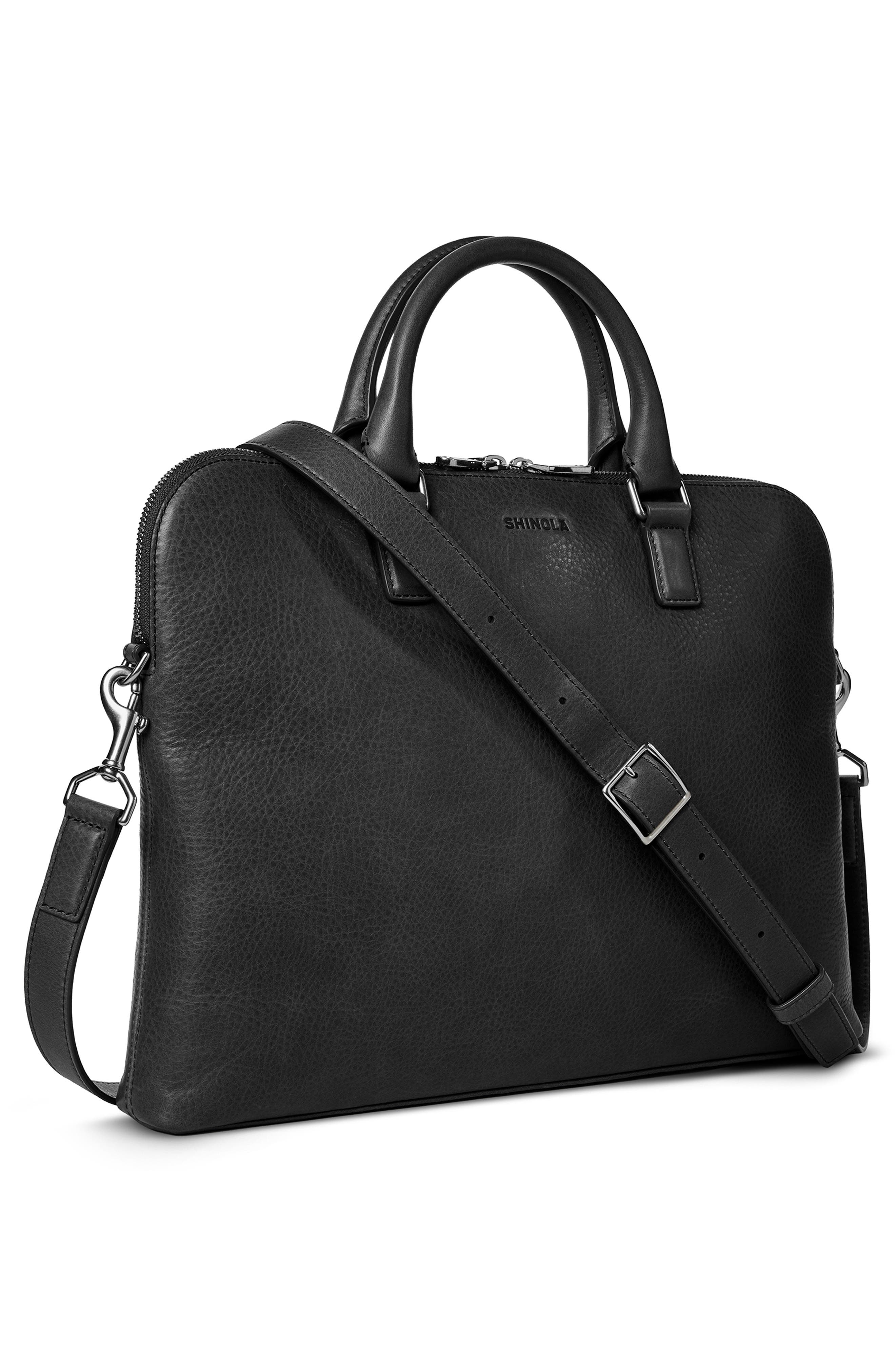 Shinola Portfolio Leather Briefcase, Alternate, color, Black