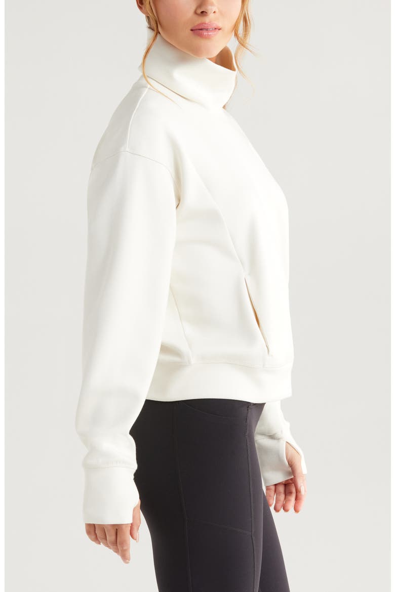 Luxe Funnel Neck Top, Alternate, color, IVORY EGRET