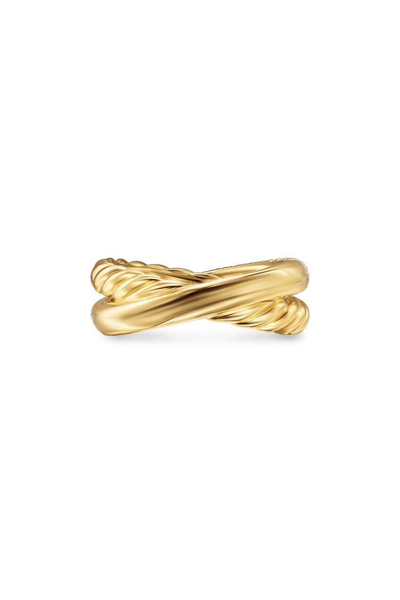 Crossover Two-Row Ring in 18K Yellow Gold with Diamonds, 7.5mm, Alternate, color, 18K GOLD - SIZE 7